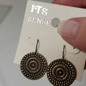 Vintage Medallion Earrings Antique Gold Small (NWT)